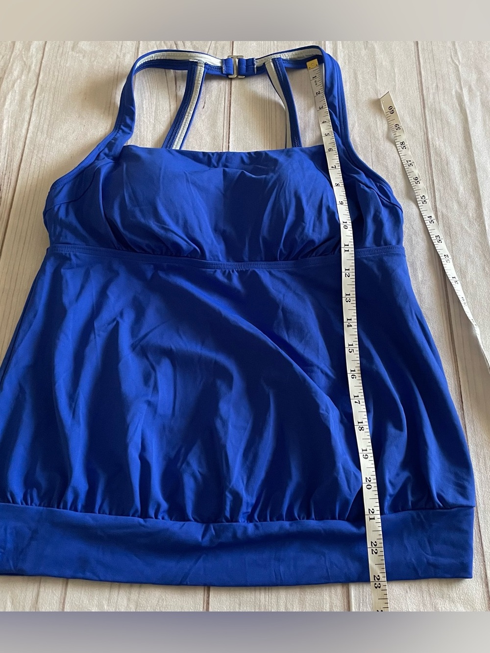 Lands’ End Blouson Tankini Swim Top Women’s 8 Petite Blue Padded y2k Racerback - Picture 12 of 13